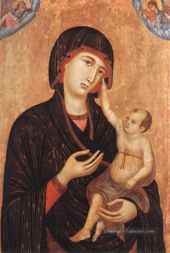  enfant - Madone avec Enfant et Deux Anges Crevole Madonna école siennoise Duccio